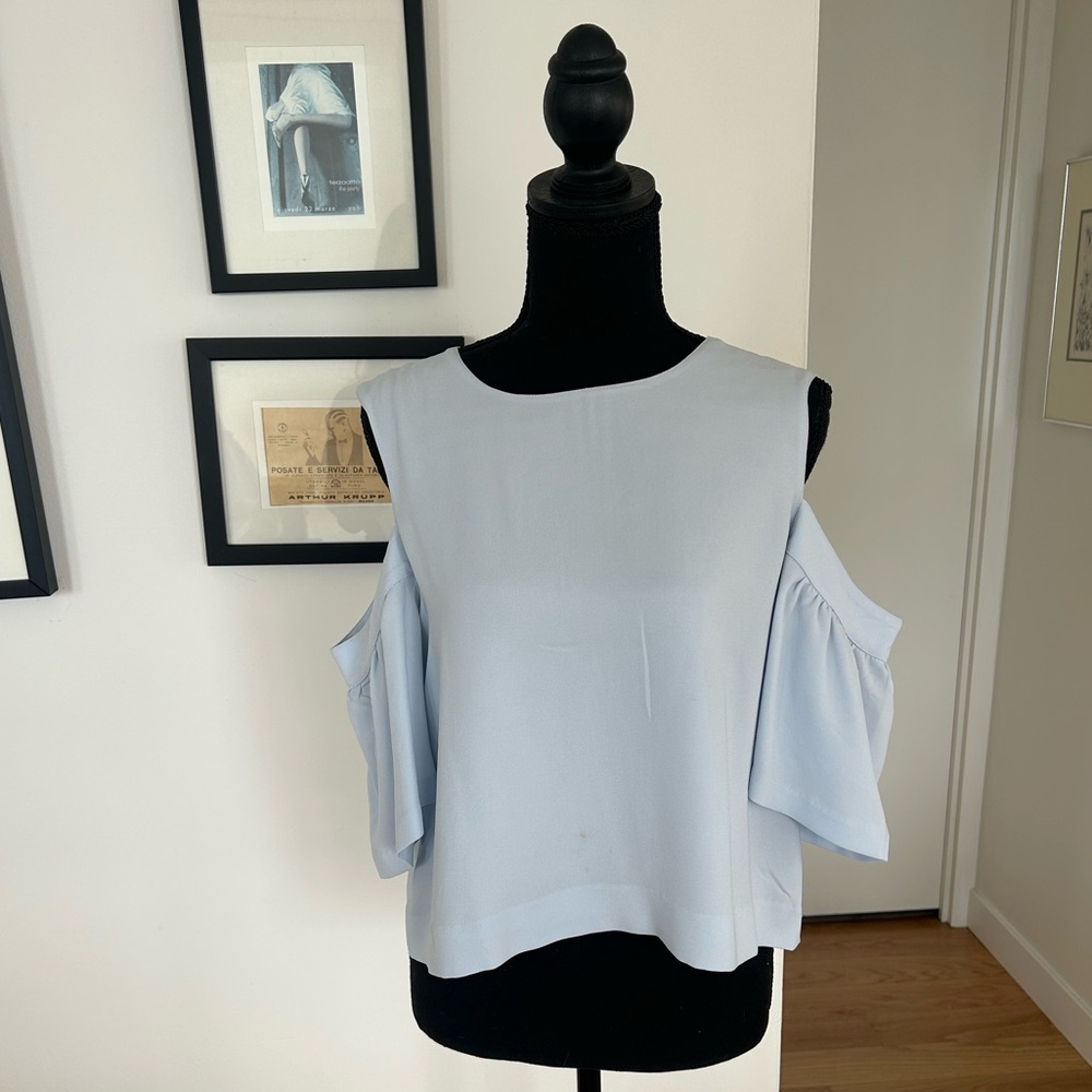 Club Monaco Light Blue Cold Shoulder Blouse